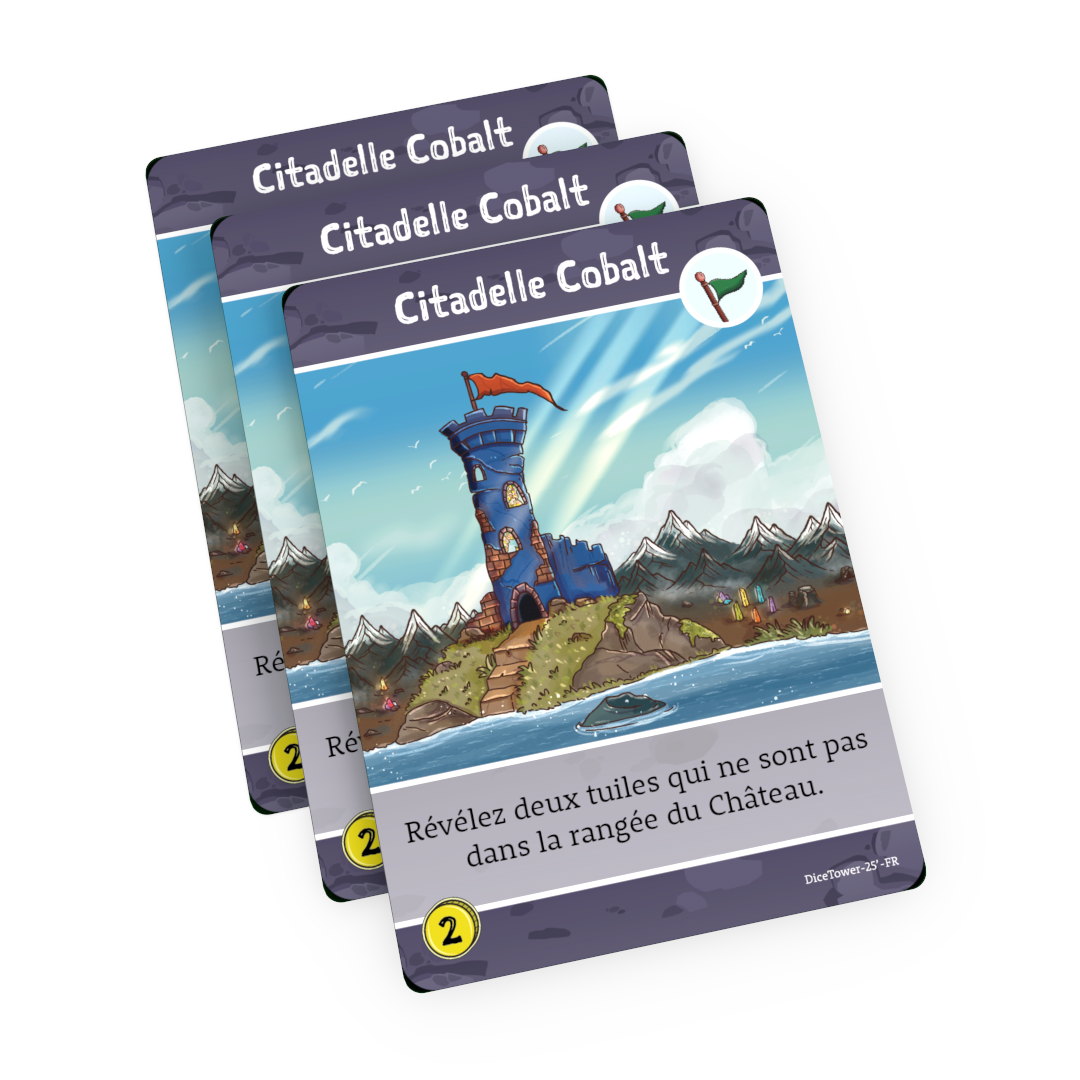 Les Gemmes d’Iridescia – Carte promotionnelle “Citadelle Cobalt” – The Dice Tower (FR)