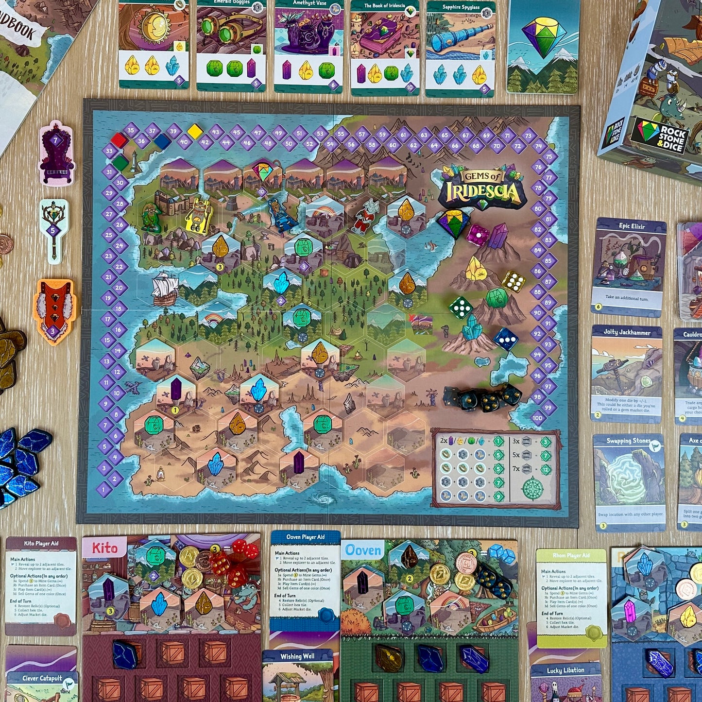 Gems of Iridescia - Iridescent Edition board overview (metal coins not included)