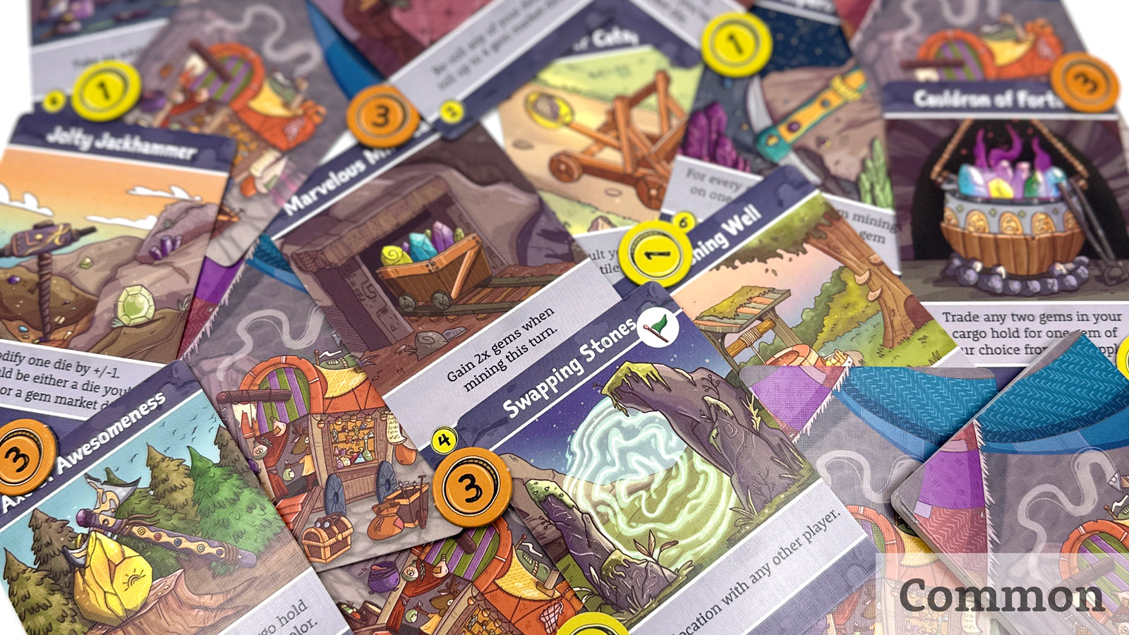 Gems of Iridescia - Item cards and coins